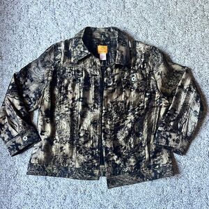 Ruby Rd Gold and Black Button Up Jacket